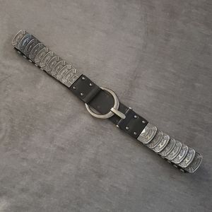 Faux leather & metal belt